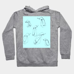 Blue Paper Penguins Hoodie